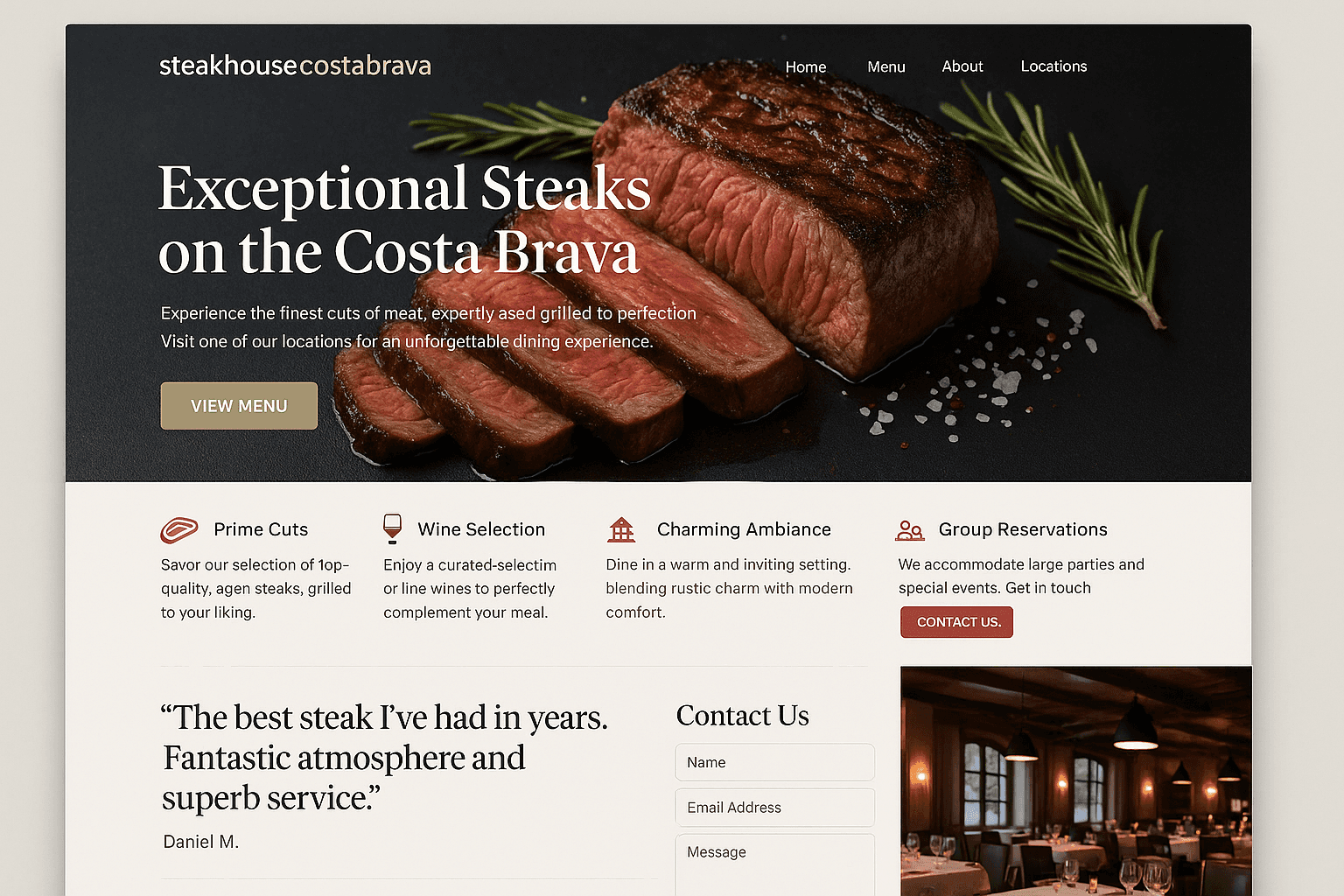 steakhousecostabrava.com website mockup